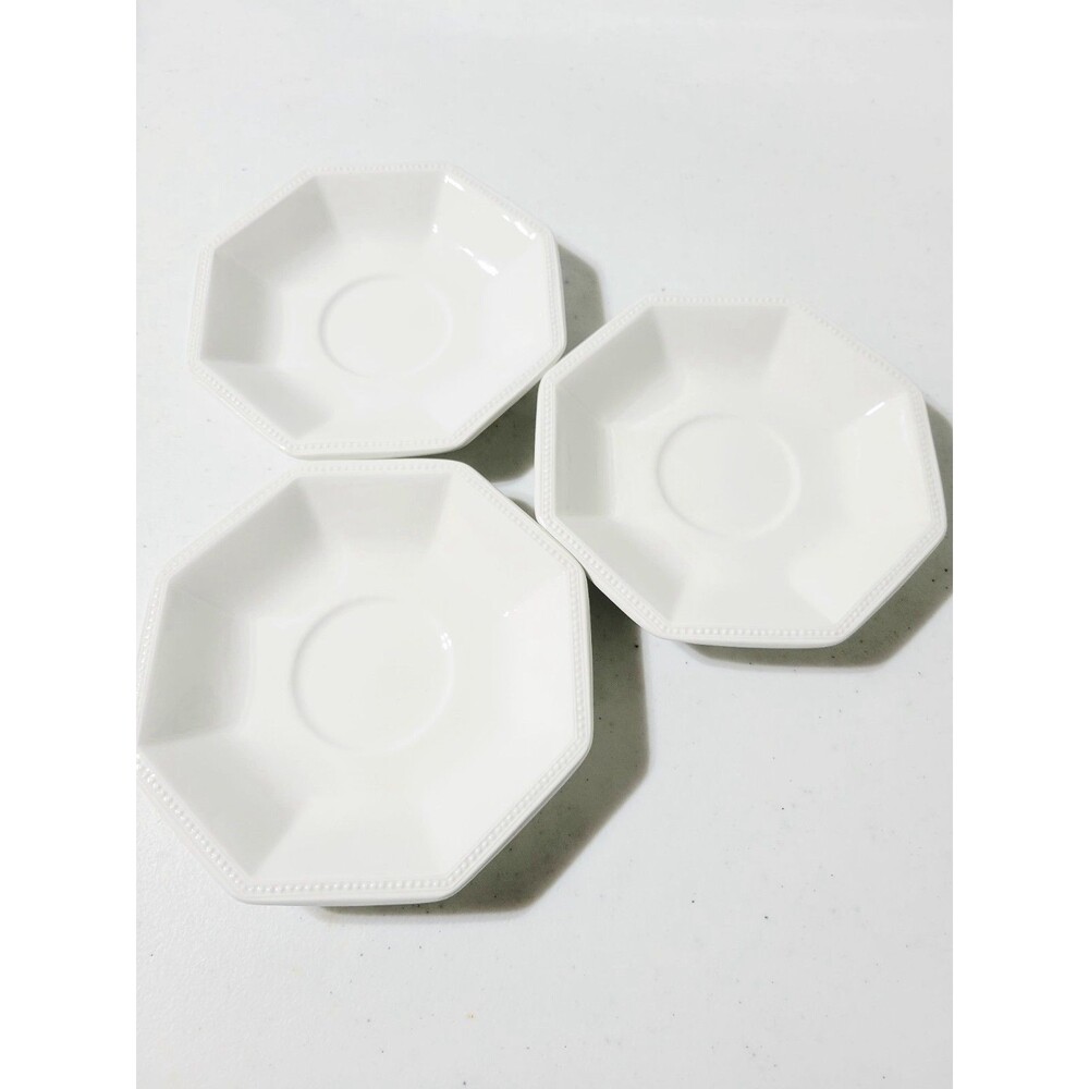 Set of 3 Johnson Brothers Heritage White Octagonal Ironstone Saucers